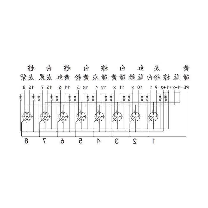 M12分线盒、双通道、NPN、8端口分体式、带LED、PCB端子、24N80N